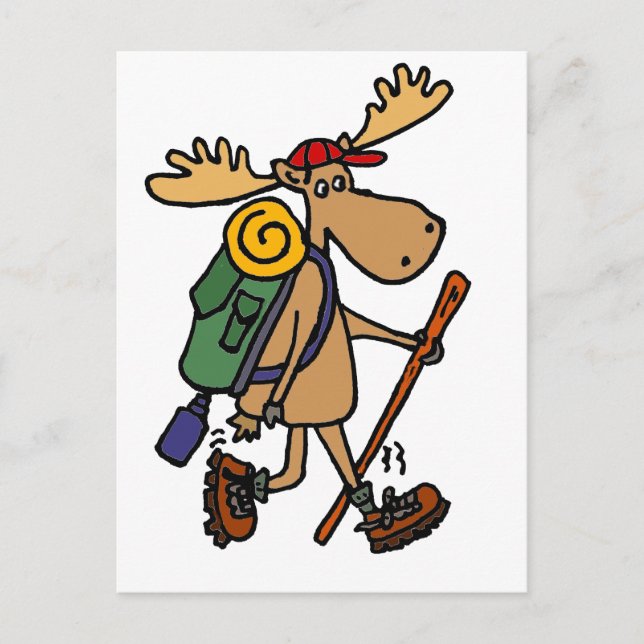 Cartão Postal Funny Moose Hiker (Frente)