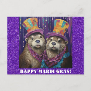 Cartão Postal Funny New Orleans Mardi Gras Otter