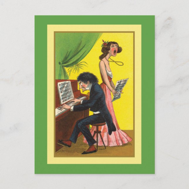 Cartão Postal Funny Pianist e Singer (Frente)