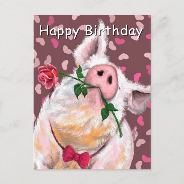 Cartão Postal Funny Pig Birthday Card (Frente)