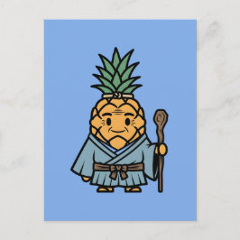 Cartão Postal Funny Pineapple Sensei Master Samurai Illustration