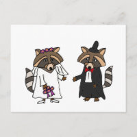 Funny Raccoon Bride e Groom Wedte Art