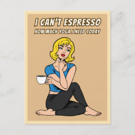 Cartão Postal Funny Retro Style Coffee Yoga Humor Pop Art