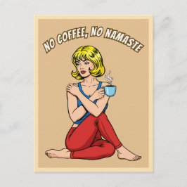 Cartão Postal Funny Retro Vintage Coffee Yoga Humor Pop Art