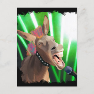 Cartão Postal Funny Rockstar Donkey