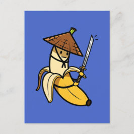 Cartão Postal Funny Samurai Banana Ronin Cartoon Illustration