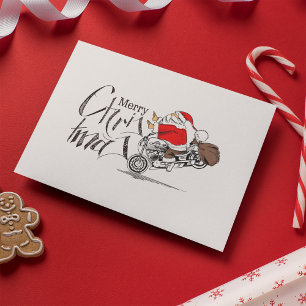Cartão Postal Funny Santa Claus Motorcycle Biker Feliz Natal