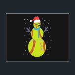 Cartão Postal Funny Softball Snowman Christmas New Year Gift<br><div class="desc">funny, christmas, newyear, holiday, winter, family, santa, snowman, softball, gift</div>