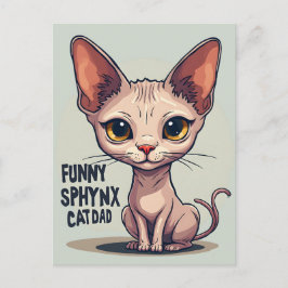 Cartão Postal Funny Sphynx Cat Dad Cartoon Art
