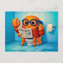 Funny Spy Crab Reading Tech News Magazine