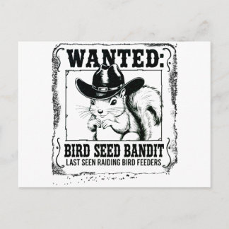 Cartão Postal Funny Squirrel Wanted Poster | Bird Seed Bandit Co