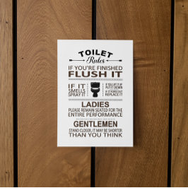Cartão Postal Funny Toilet Rules Bathroom Restroom Humor