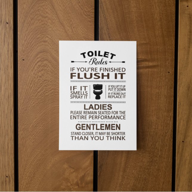 Cartão Postal Funny Toilet Rules Bathroom Restroom Humor (Funny Toilet Rules Bathroom Restroom Humor Postcard)