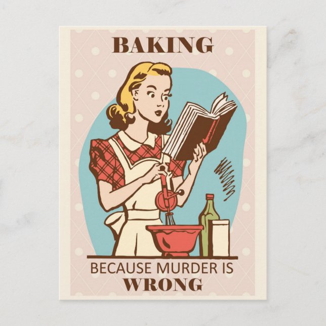 Cartão Postal Funny Vintage Baking Mulher (Frente)
