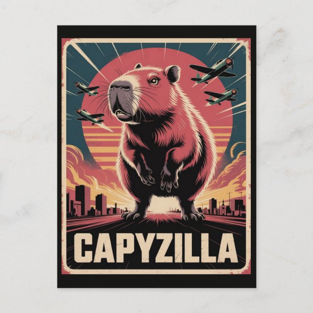 Cartão Postal Funny Vintage Capybara Lover Giant Rodent (Frente)