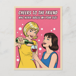 Cartão Postal Funny Vintage Wine Humor Best Friend Pop Art