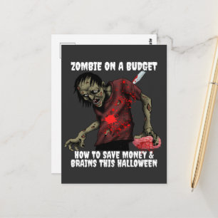 Cartão Postal Funny Zumbi No Halloween Com Orçamento Limitado
