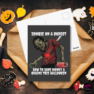Cartão Postal Funny Zumbi No Halloween Com Orçamento Limitado