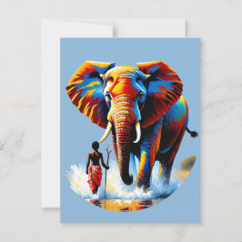 Cartão Postal Furchtloser Junge trifft Elefantenbullen