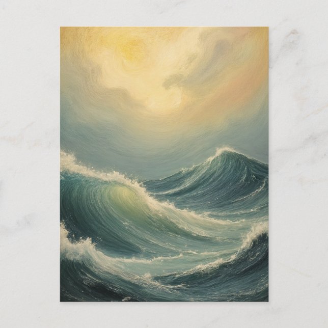 Cartão Postal Fúria do Oceano no amanhecer (Frente)