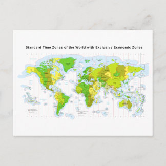 Cartão Postal Fusos horários padrão do mundo e zonas econômicas