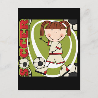 Cartão Postal Futebol Brunette Girl T-shirts e presentes