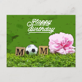 Cartão Postal Futebol Feliz de aniversário Mãe com flor