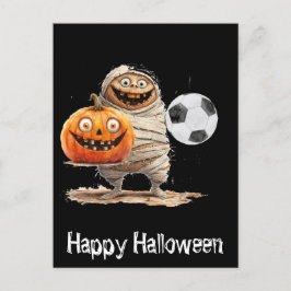 Cartão Postal Futebol Feliz Halloween com bolas