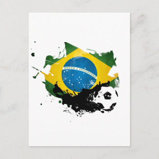 Cartão Postal futebol / futebol por pintura de bandeira do brasi