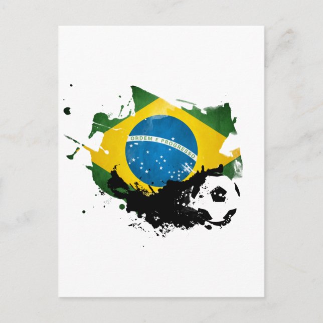 Cartão Postal futebol / futebol por pintura de bandeira do brasi (Frente)