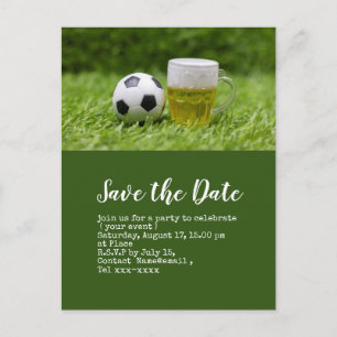 Cartão Postal Futebol salvar a data  bola para festa de aniversá