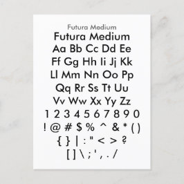 Cartão Postal Futura Média - Folha de Amostra de Fontes Zazzle