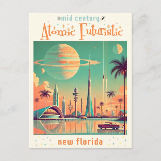 Cartão Postal Futurista Atômico Nova Flórida (Frente)