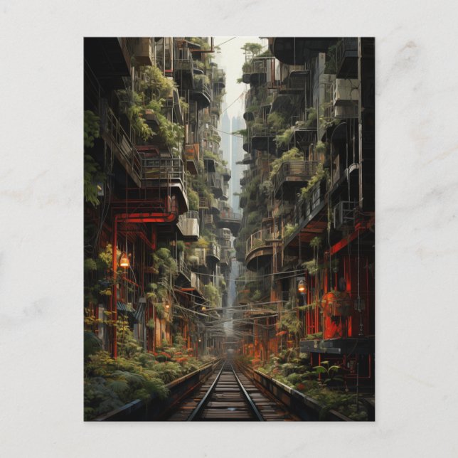 Cartão Postal Futurística Fusão de Manhattan e Bangkok (Frente)