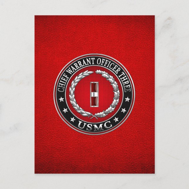 Cartão Postal Fuzileiros dos EUA: Mandado Chefe Três (USMC CWO-3 (Frente)