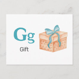 Cartão Postal G é para Gift - Placa Flash Alfabet