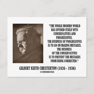 Cartão Postal G.K. Conservadores de Chesterton Erro Progressista