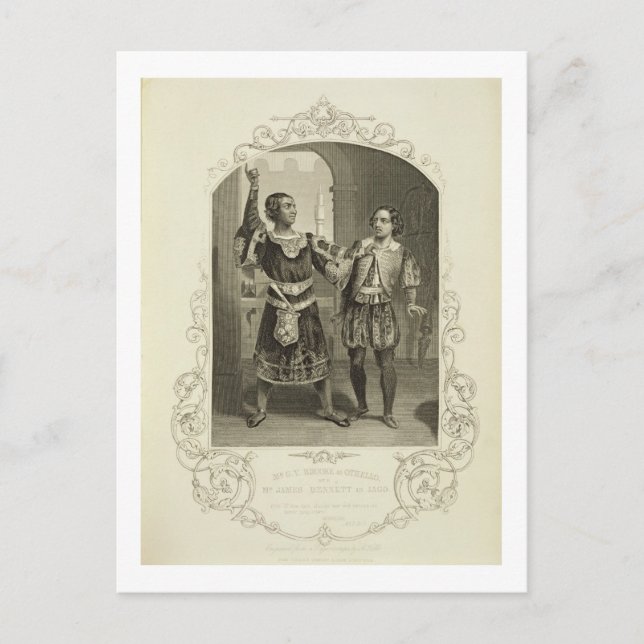 Cartão Postal G. V. Brooke como Othello e James Bennett como Ia (Frente)