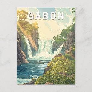 Cartão Postal Gabon Illustration Viagem Art Vintage