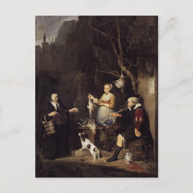 Cartão Postal Gabriel Metsu - A Mulher Das Aves De Capoeira (Frente)