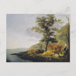 Cartão Postal Gado perto de um Rio  Aelbert Cuyp  