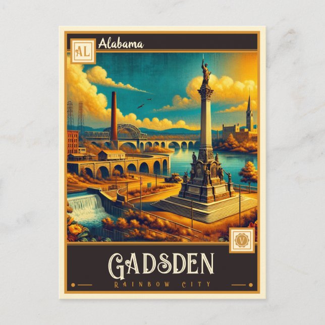 Cartão Postal Gadsden, Alabama | Vintage (Frente)