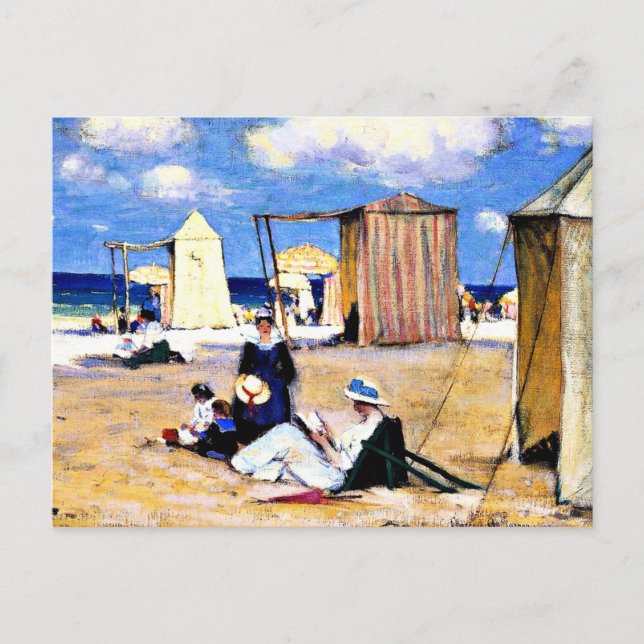 Cartão Postal Gagnon - The Beach no Dinard, belas artes (Frente)