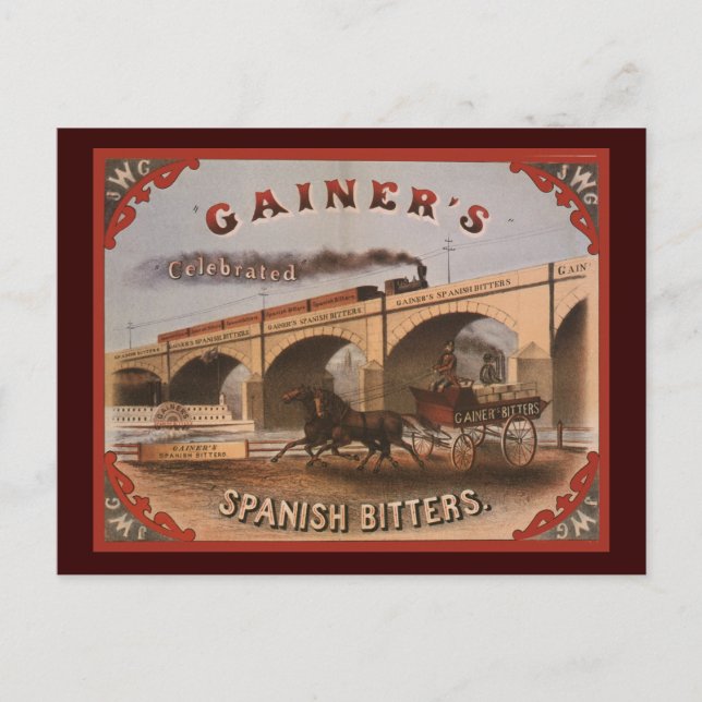 Cartão Postal Gainer's Bitters (Frente)