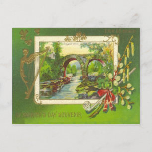 Cartão Postal Gaita de tubo Vintage Bridge da Harpa de Erin do D