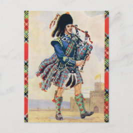 Cartão Postal Gaitero escocês, o balanço do kilt