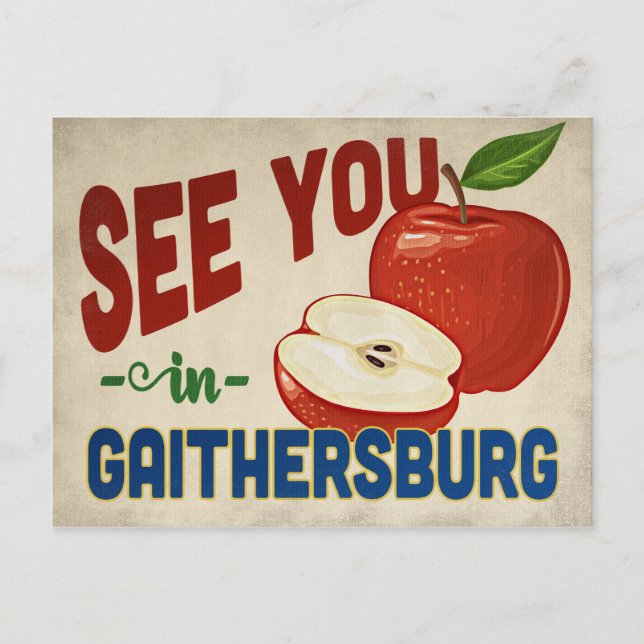 Cartão Postal Gaithersburg Maryland Apple - Viagens vintage (Frente)