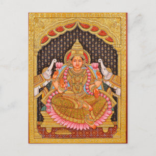 CARTÃO POSTAL GAJA LAKSHMI INTRICIA PINTURA DE TANJORE {SUL IND