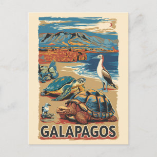 Cartão Postal Galápagos Animais de Viagem de Arte