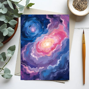 Cartão Postal Galáxia Acima Estrelas do Céu Aquarela Pastel